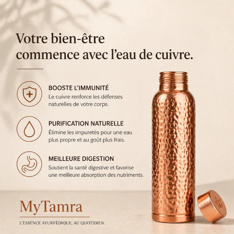 Gourde en Cuivre – Lynares™ | L’Eau Purifiée Naturellement, Sans Plastique