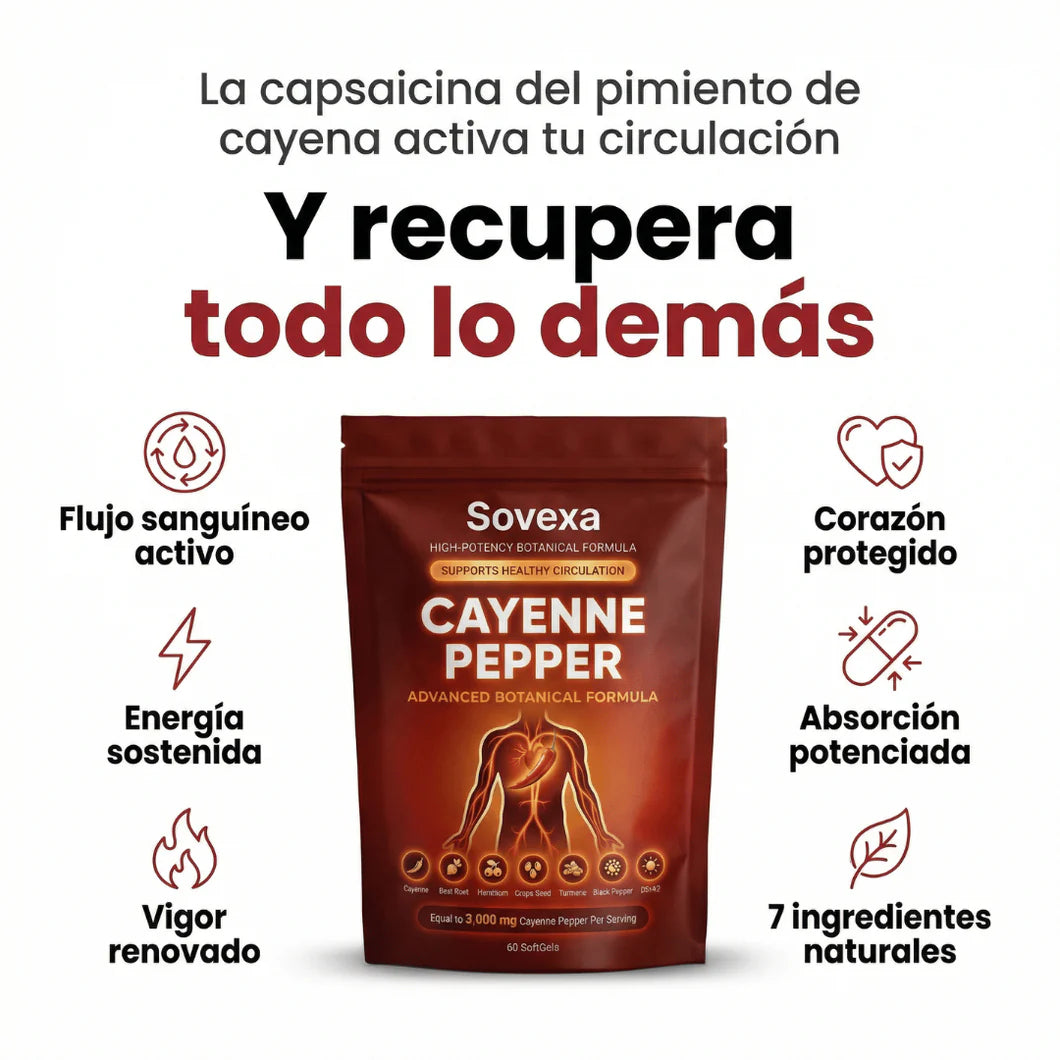 Sovexa Capsaicina Activa® en Softgels - Reactiva tu Circulación Natural