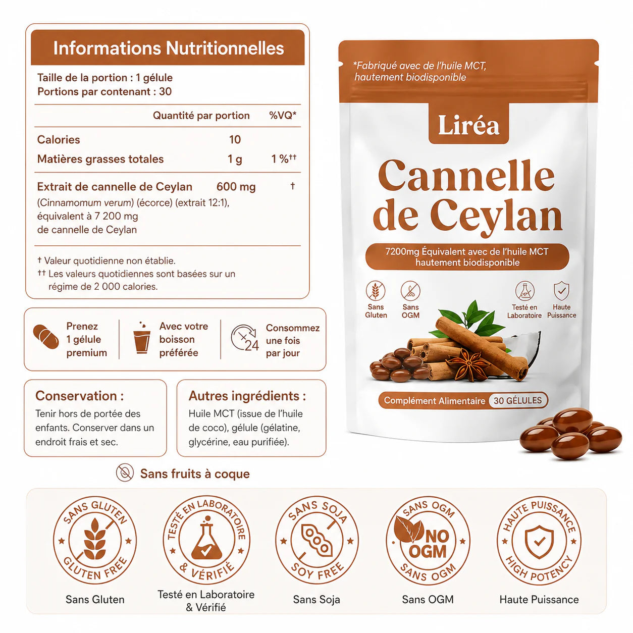 Cannelle de Ceylan 12:1 + Huile MCT