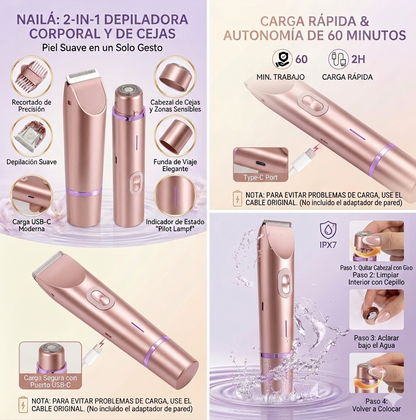 Kit Depilación Eléctrica 2 en 1 Mujer