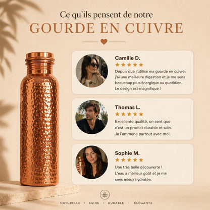 Gourde en Cuivre – Lynares™ | L’Eau Purifiée Naturellement, Sans Plastique