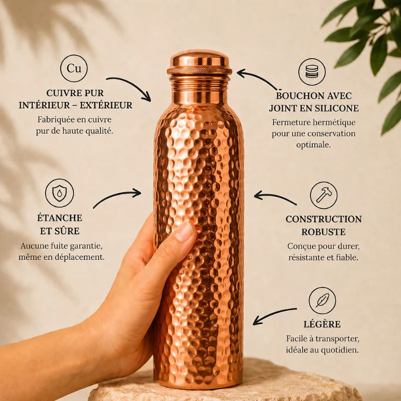 Gourde en Cuivre – Lynares™ | L’Eau Purifiée Naturellement, Sans Plastique
