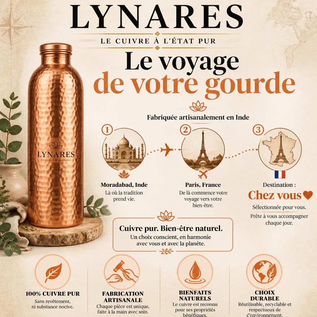 Gourde en Cuivre – LYNARES™ | L’Eau Purifiée Naturellement, Sans Plastique 🩷