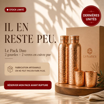 Gourde en Cuivre – LYNARES™ | L’Eau Purifiée Naturellement, Sans Plastique 🩷